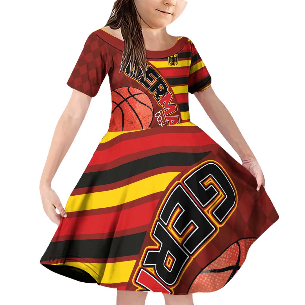 Basketball Fan Jersey Germany Family Matching Off Shoulder Short Dress and Hawaiian Shirt Die Mannschaft 2025 - Wonder Print Shop