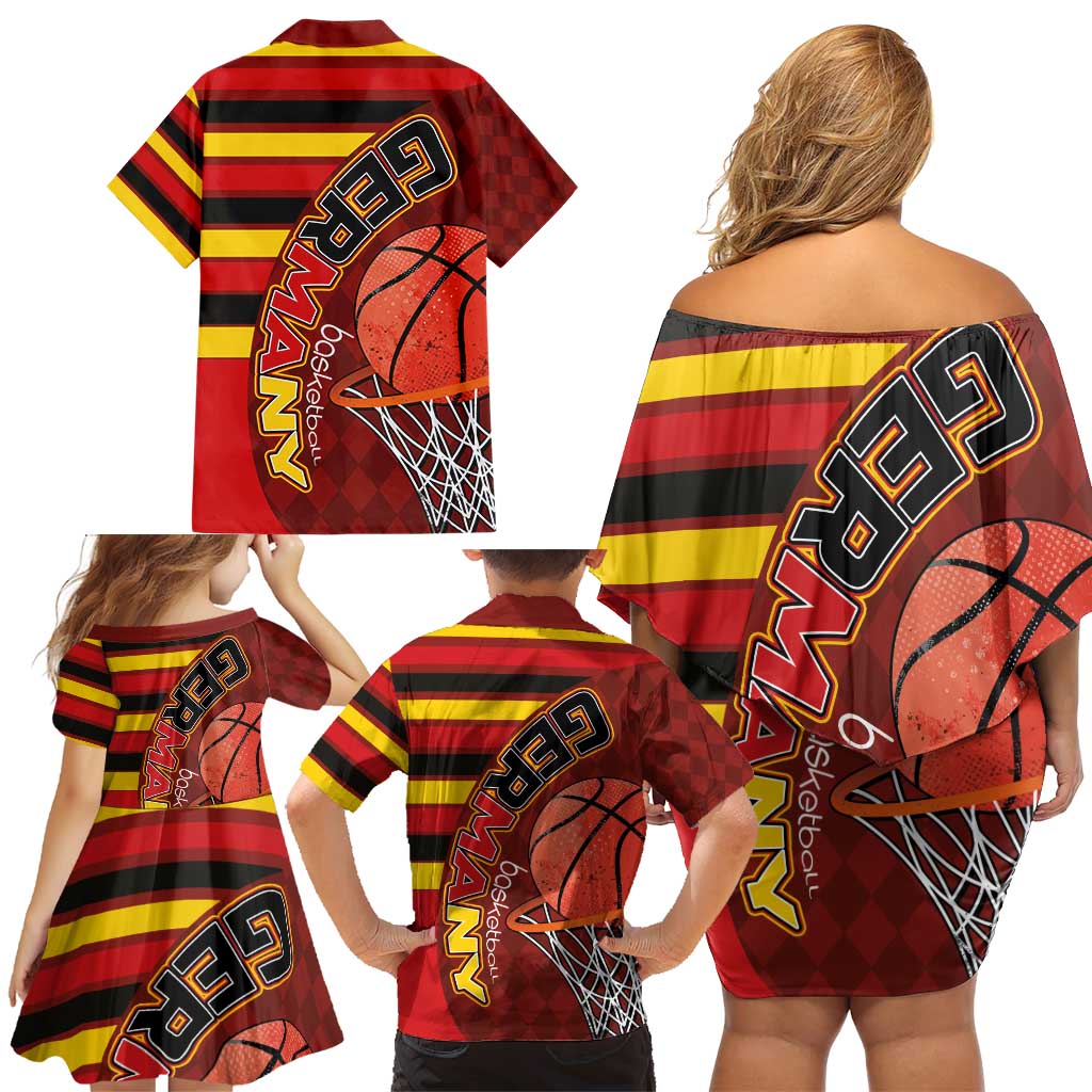 Basketball Fan Jersey Germany Family Matching Off Shoulder Short Dress and Hawaiian Shirt Die Mannschaft 2025 - Wonder Print Shop