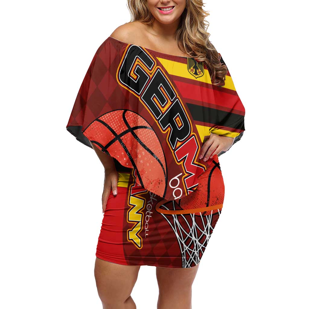 Basketball Fan Jersey Germany Family Matching Off Shoulder Short Dress and Hawaiian Shirt Die Mannschaft 2025 - Wonder Print Shop