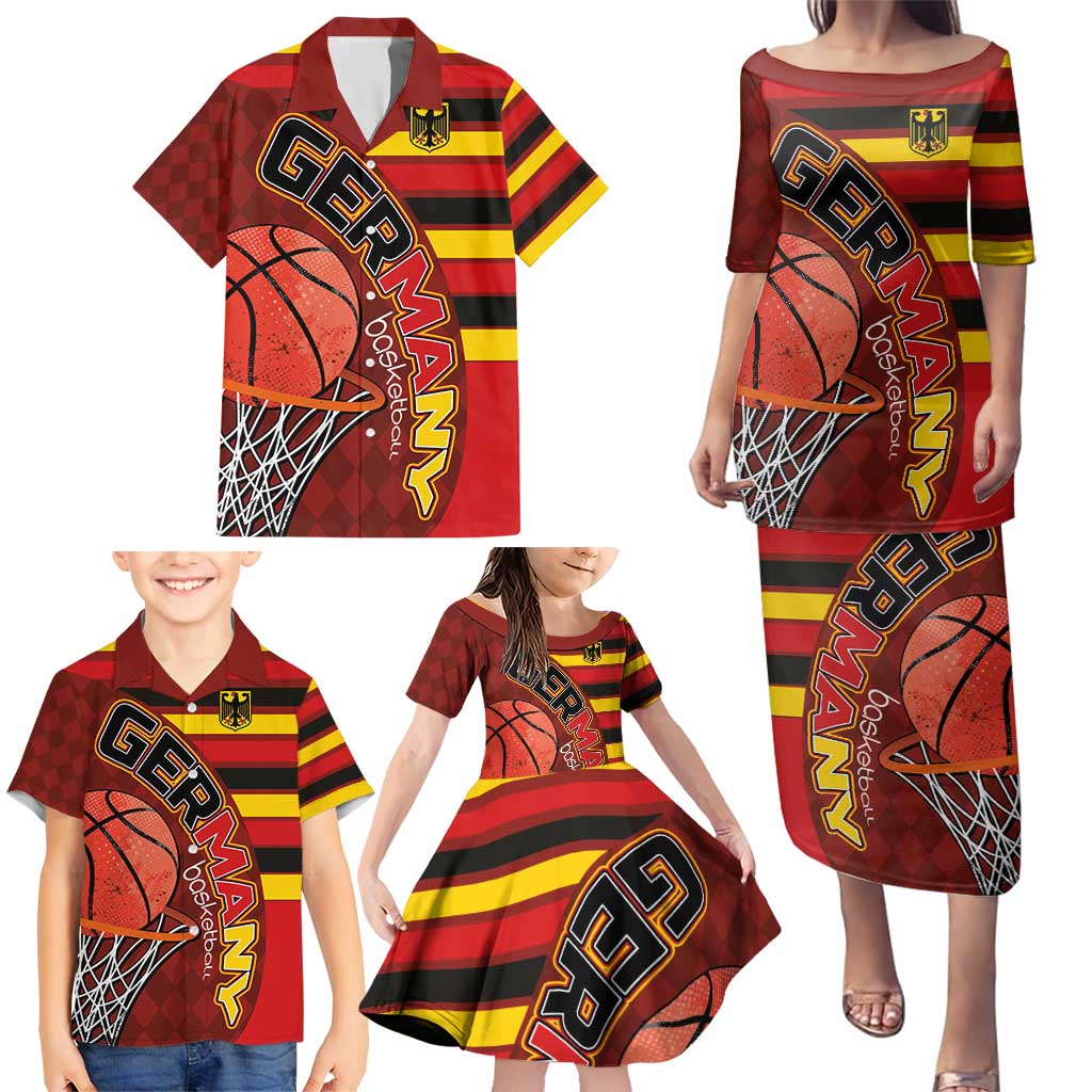 Basketball Fan Jersey Germany Family Matching Puletasi and Hawaiian Shirt Die Mannschaft 2025 - Wonder Print Shop