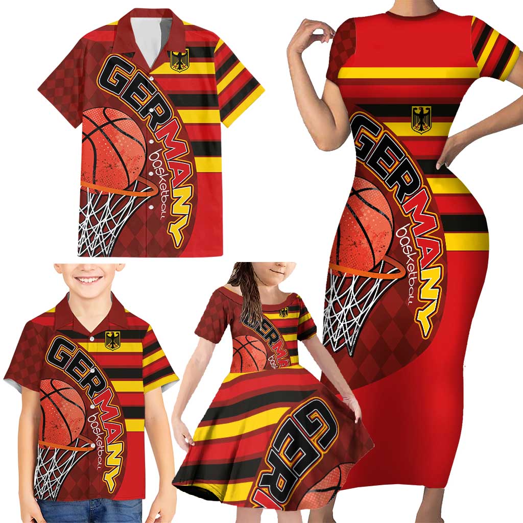 Basketball Fan Jersey Germany Family Matching Short Sleeve Bodycon Dress and Hawaiian Shirt Die Mannschaft 2025 - Wonder Print Shop