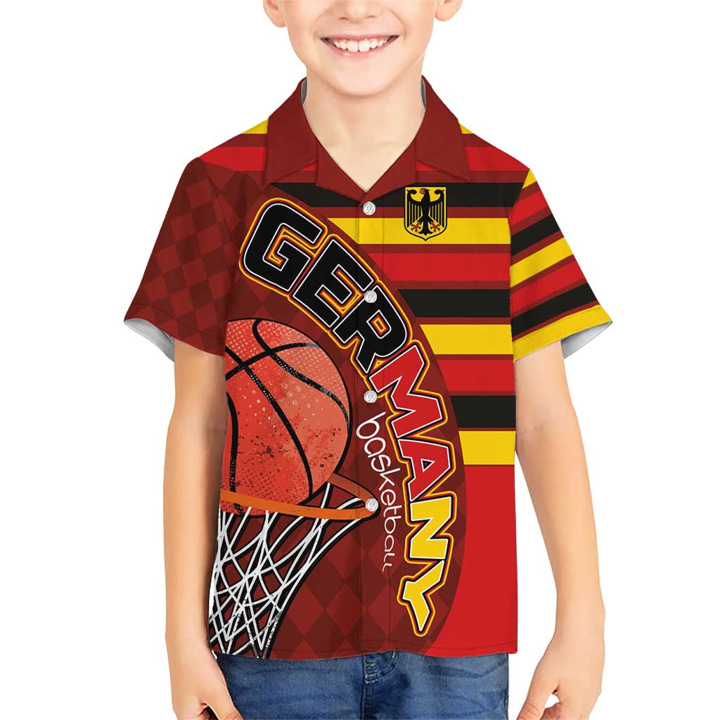 Basketball Fan Jersey Germany Kid Hawaiian Shirt Die Mannschaft 2025 - Wonder Print Shop