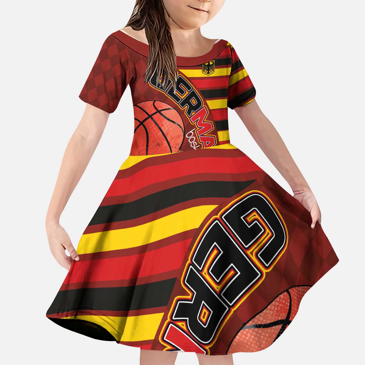 Basketball Fan Jersey Germany Kid Short Sleeve Dress Die Mannschaft 2025 - Wonder Print Shop