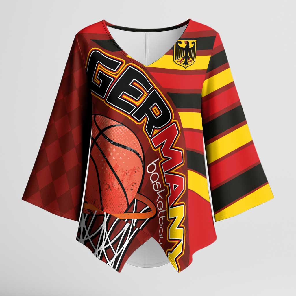 Basketball Fan Jersey Germany Kimono Sleeve Blouse Die Mannschaft 2025 - Wonder Print Shop