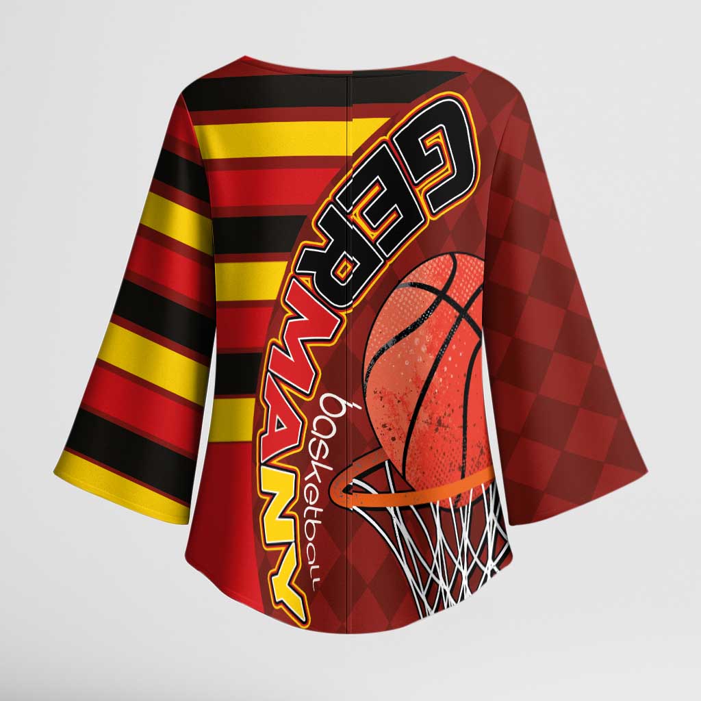 Basketball Fan Jersey Germany Kimono Sleeve Blouse Die Mannschaft 2025 - Wonder Print Shop