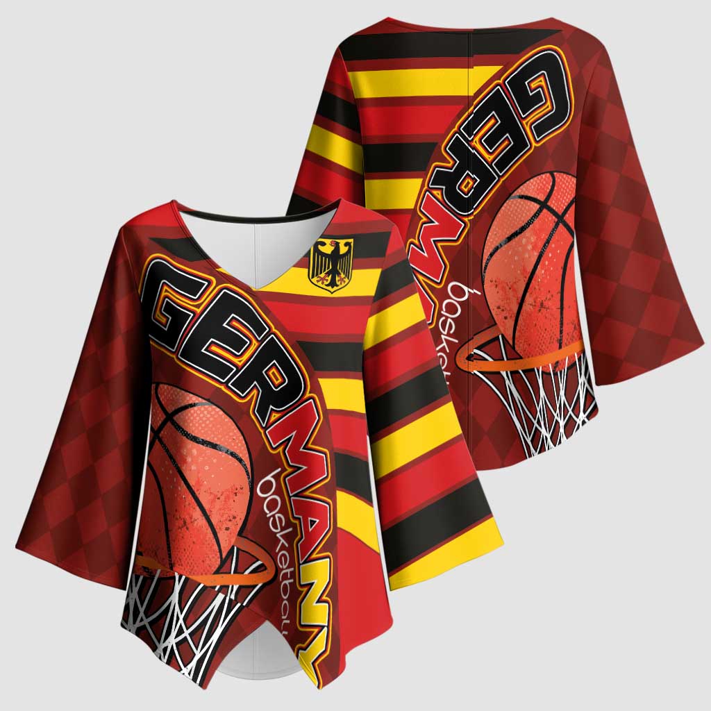 Basketball Fan Jersey Germany Kimono Sleeve Blouse Die Mannschaft 2025 - Wonder Print Shop