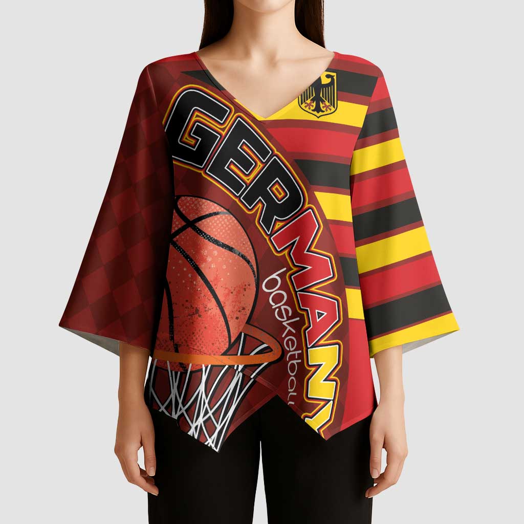 Basketball Fan Jersey Germany Kimono Sleeve Blouse Die Mannschaft 2025 - Wonder Print Shop