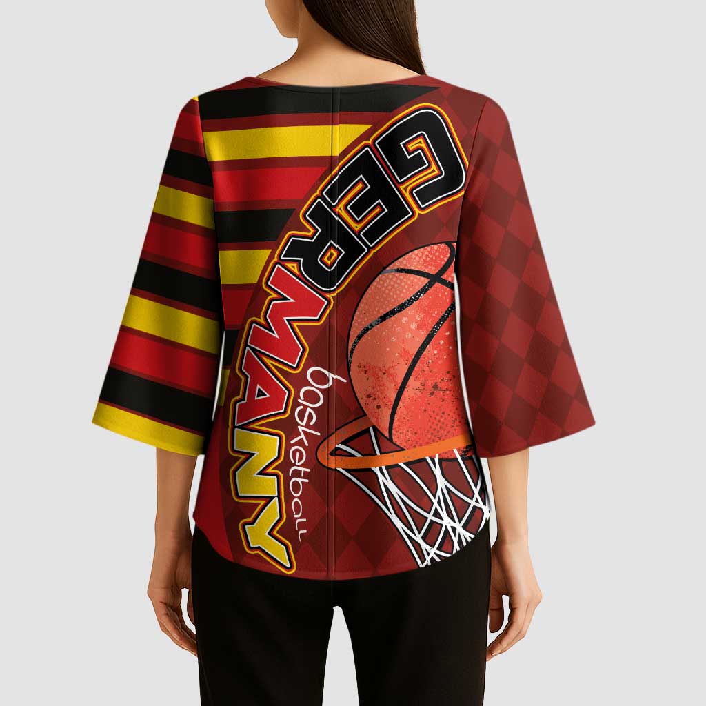 Basketball Fan Jersey Germany Kimono Sleeve Blouse Die Mannschaft 2025 - Wonder Print Shop