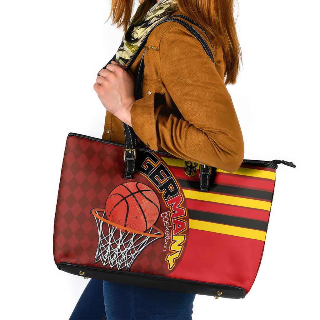 Basketball Fan Jersey Germany Leather Tote Bag Die Mannschaft 2025 - Wonder Print Shop