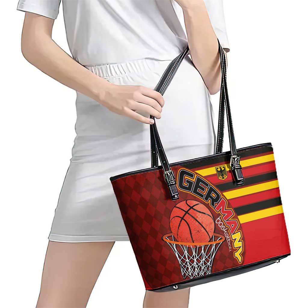 Basketball Fan Jersey Germany Leather Tote Bag Die Mannschaft 2025 - Wonder Print Shop