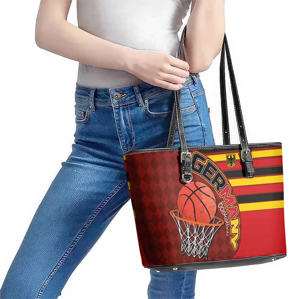 Basketball Fan Jersey Germany Leather Tote Bag Die Mannschaft 2025 - Wonder Print Shop