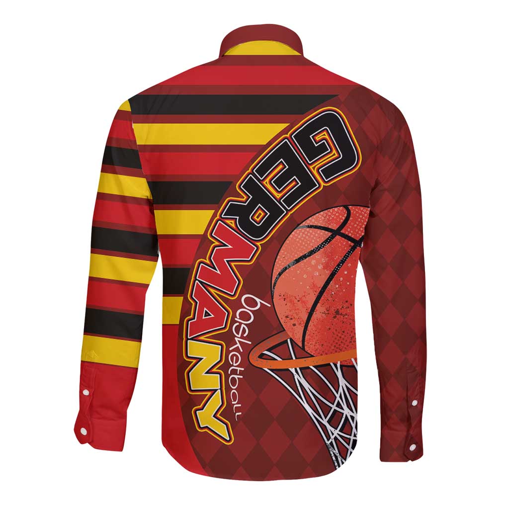 Basketball Fan Jersey Germany Long Sleeve Button Shirt Die Mannschaft 2025 - Wonder Print Shop