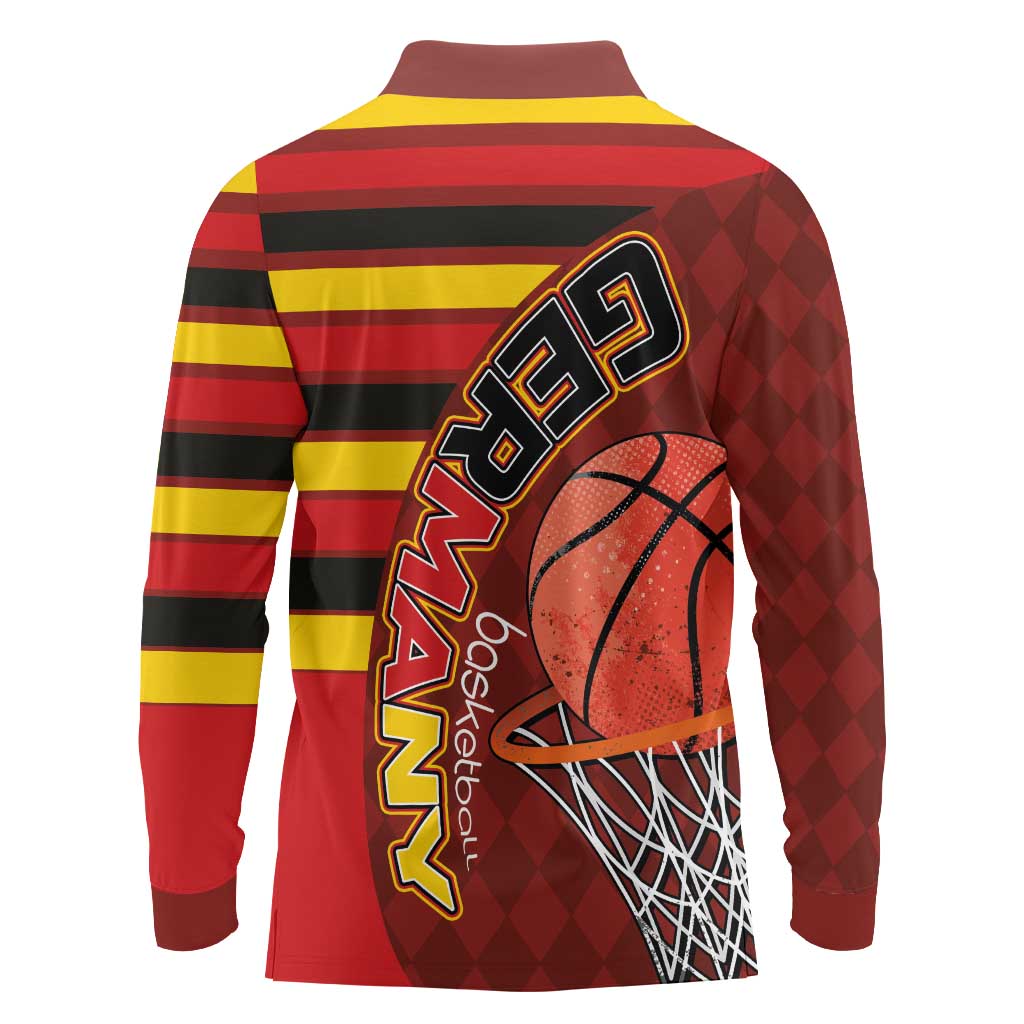 Basketball Fan Jersey Germany Long Sleeve Polo Shirt Die Mannschaft 2025 - Wonder Print Shop