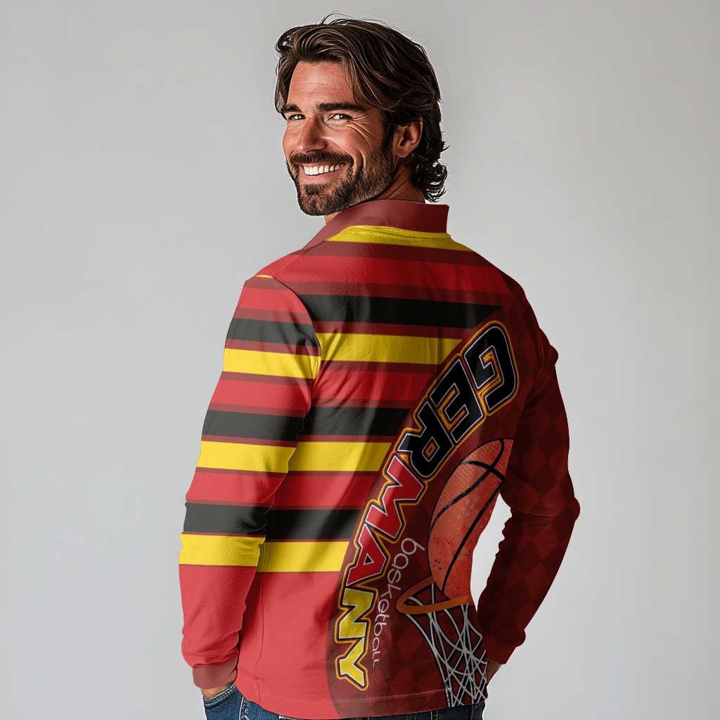 Basketball Fan Jersey Germany Long Sleeve Polo Shirt Die Mannschaft 2025 - Wonder Print Shop