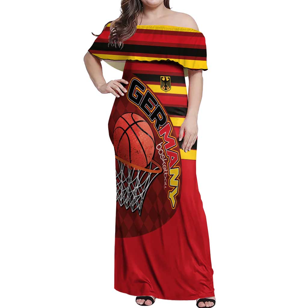 Basketball Fan Jersey Germany Off Shoulder Maxi Dress Die Mannschaft 2025 - Wonder Print Shop