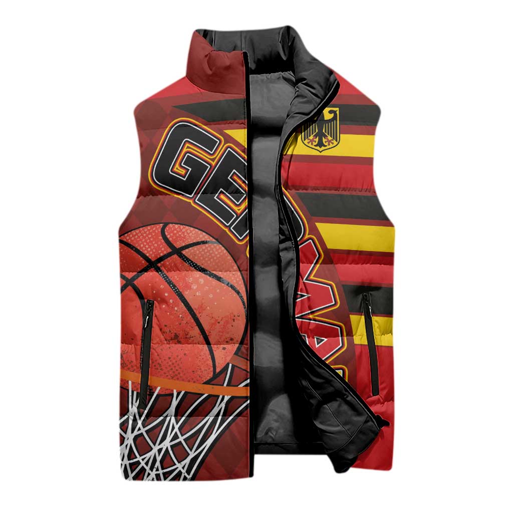 Basketball Fan Jersey Germany Sleeveless Puffer Jacket Die Mannschaft 2025 - Wonder Print Shop