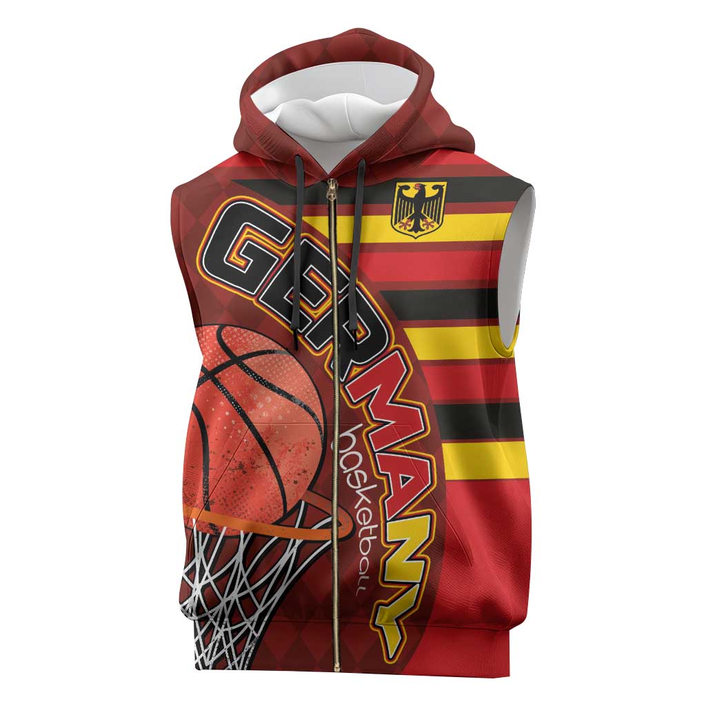 Basketball Fan Jersey Germany Sleeveless Zip Hoodie Die Mannschaft 2025 - Wonder Print Shop