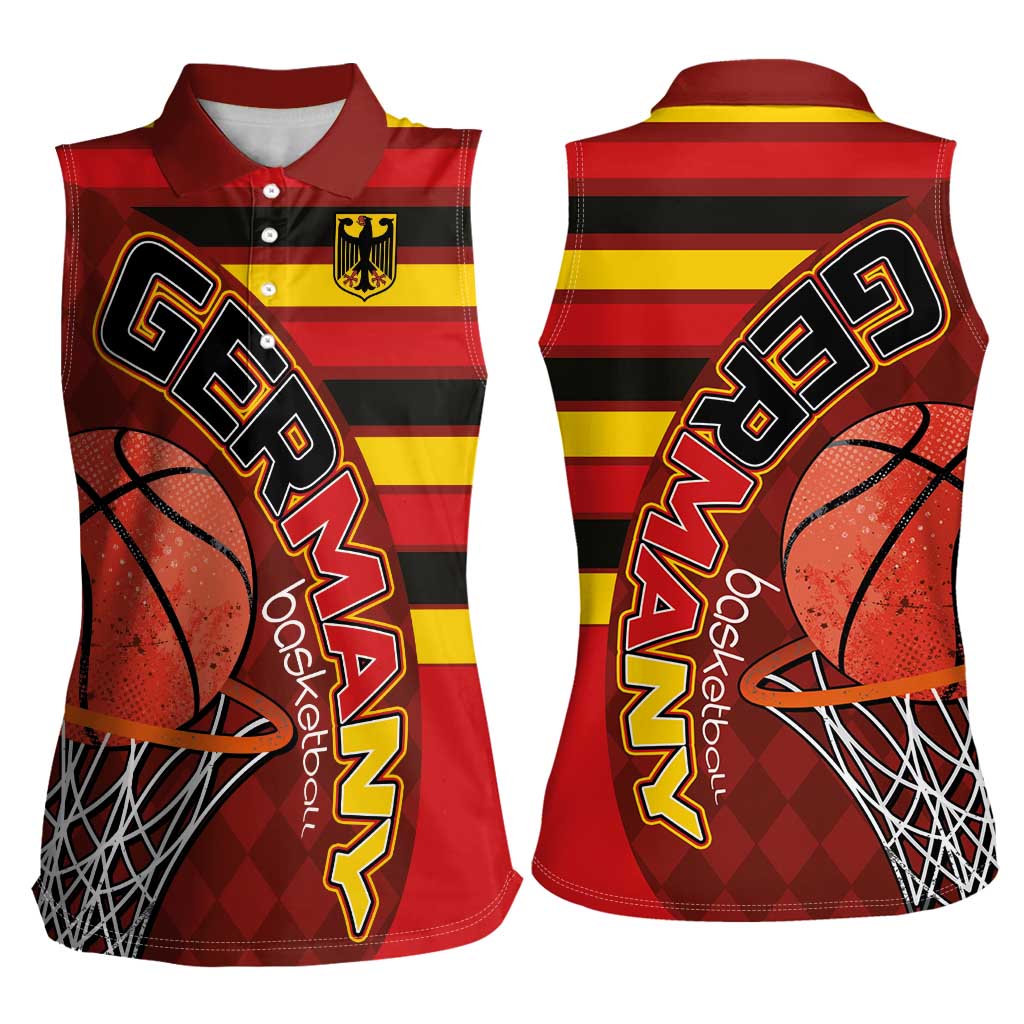 Basketball Fan Jersey Germany Women Sleeveless Polo Shirt Die Mannschaft 2025 - Wonder Print Shop