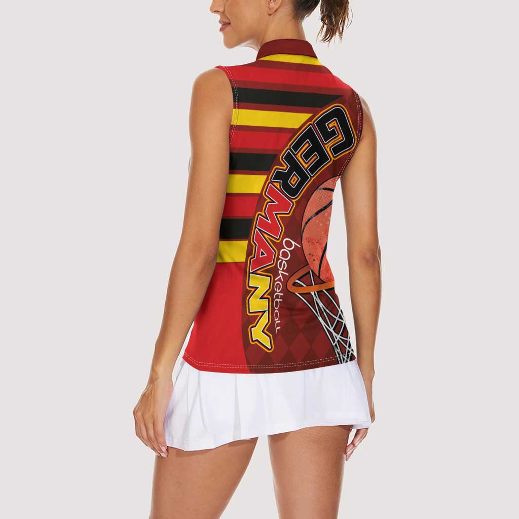 Basketball Fan Jersey Germany Women Sleeveless Polo Shirt Die Mannschaft 2025 - Wonder Print Shop