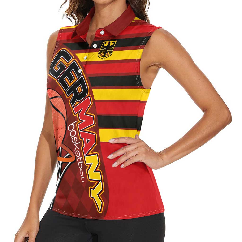 Basketball Fan Jersey Germany Women Sleeveless Polo Shirt Die Mannschaft 2025 - Wonder Print Shop