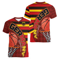 Basketball Fan Jersey Germany Women V-Neck T-Shirt Die Mannschaft 2025 - Wonder Print Shop