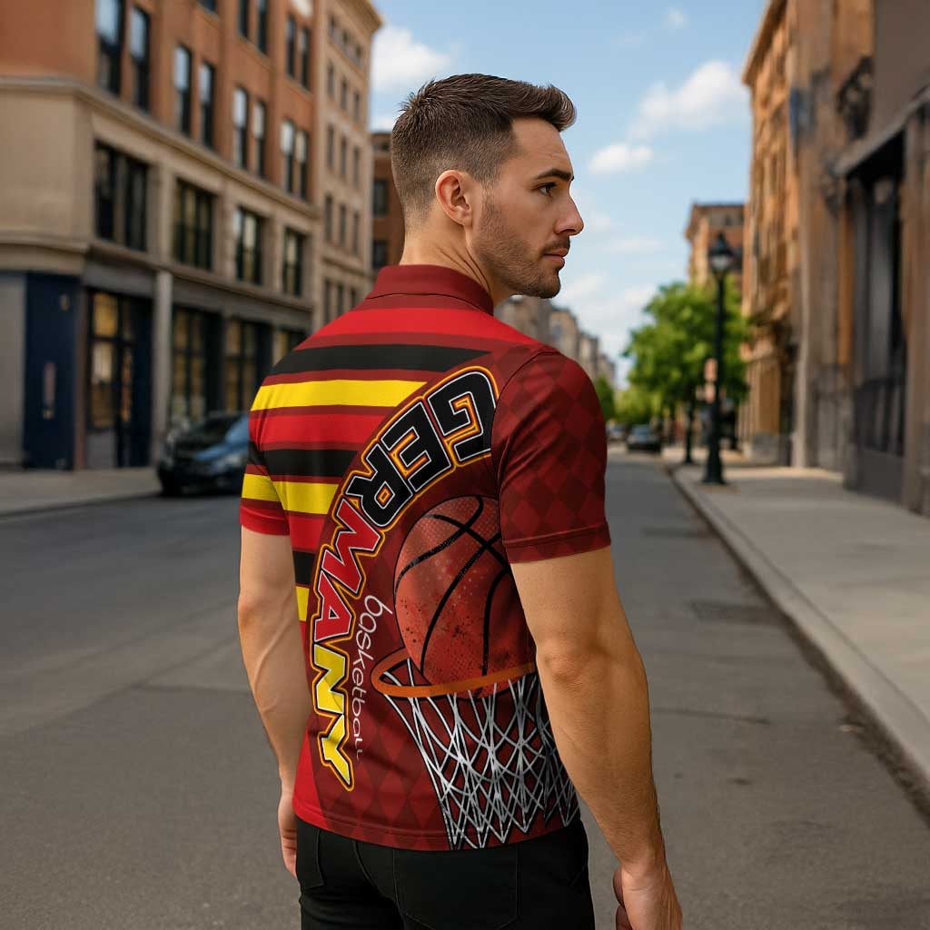 Basketball Fan Jersey Germany Zipper Polo Shirt Die Mannschaft 2025 - Wonder Print Shop
