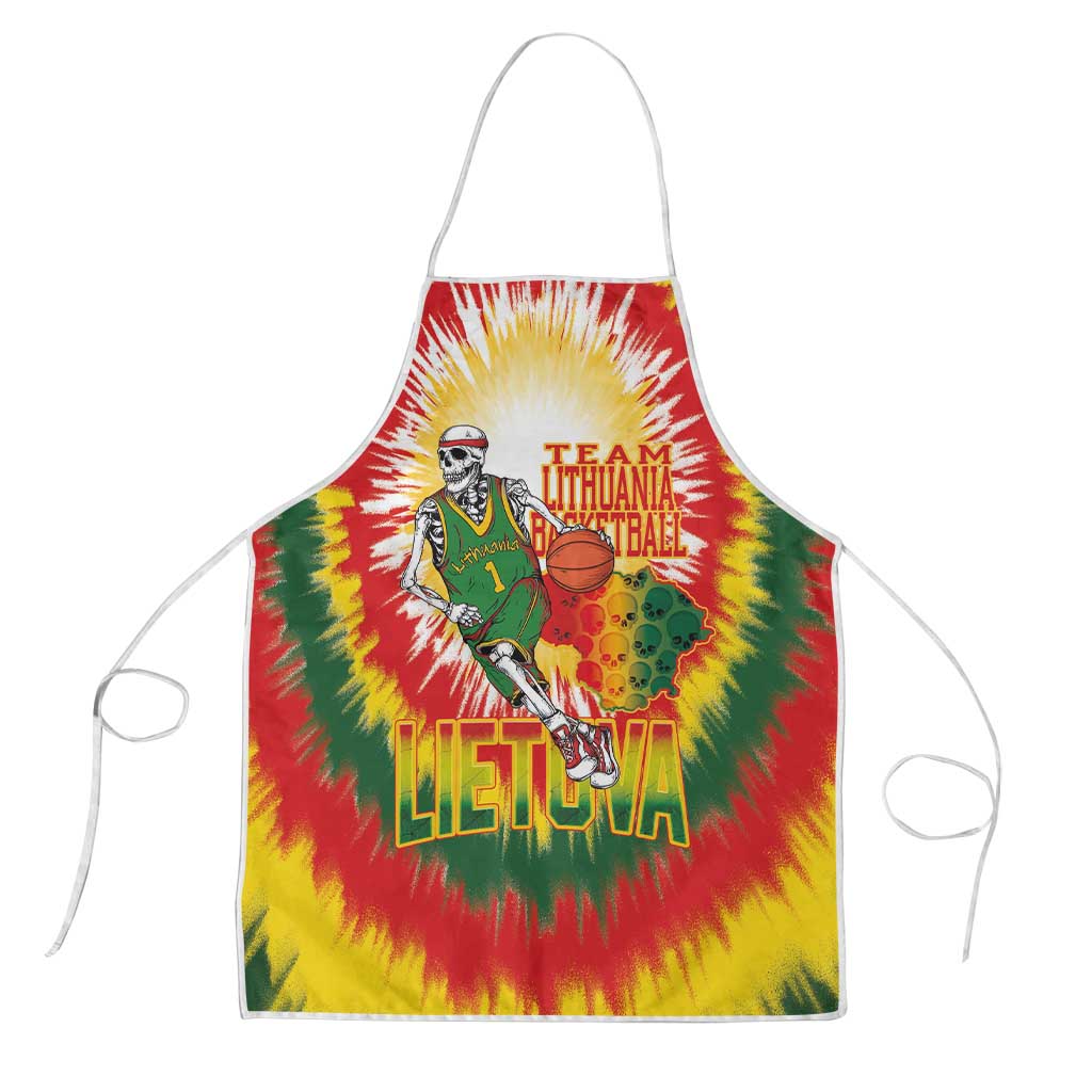 Lithuania Basketball Apron Champions Skeleton of The Baltic Tie Dye Style - Wonder Print Shop