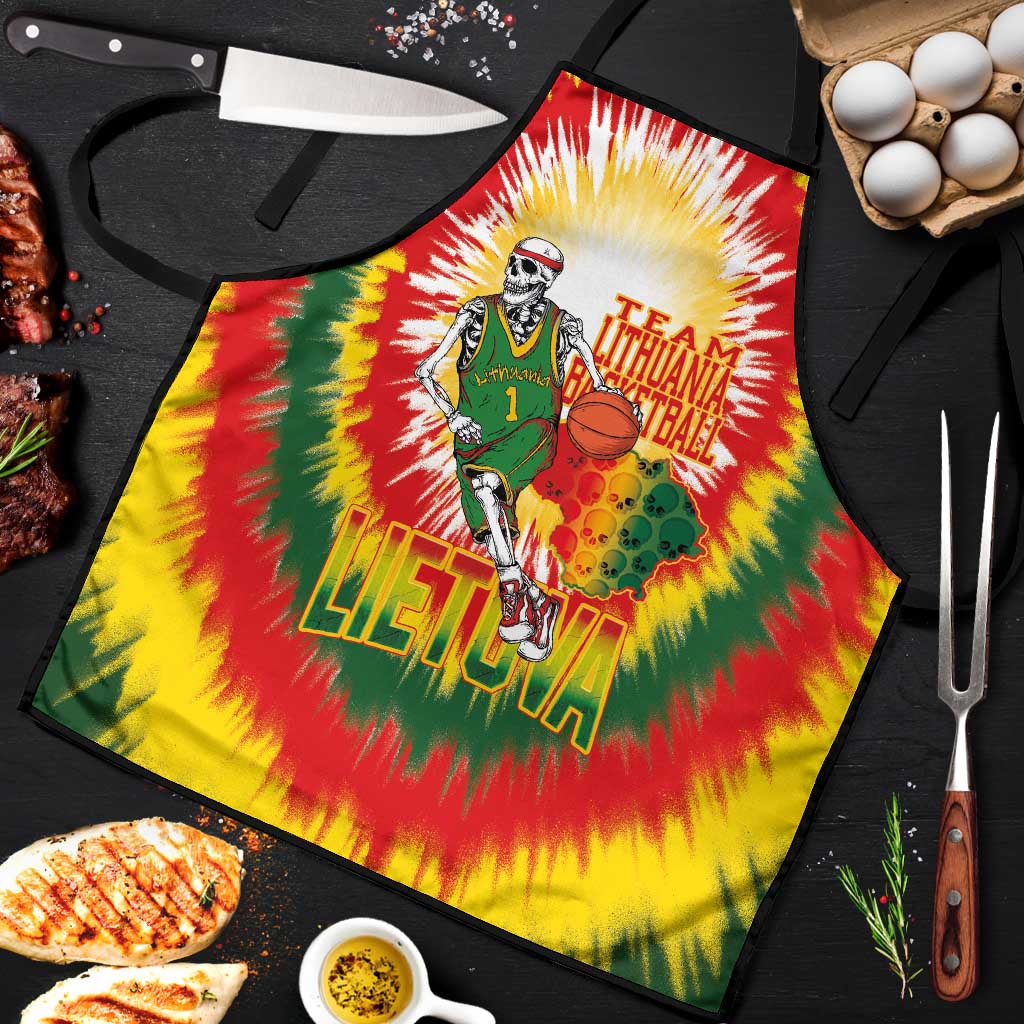 Lithuania Basketball Apron Champions Skeleton of The Baltic Tie Dye Style - Wonder Print Shop