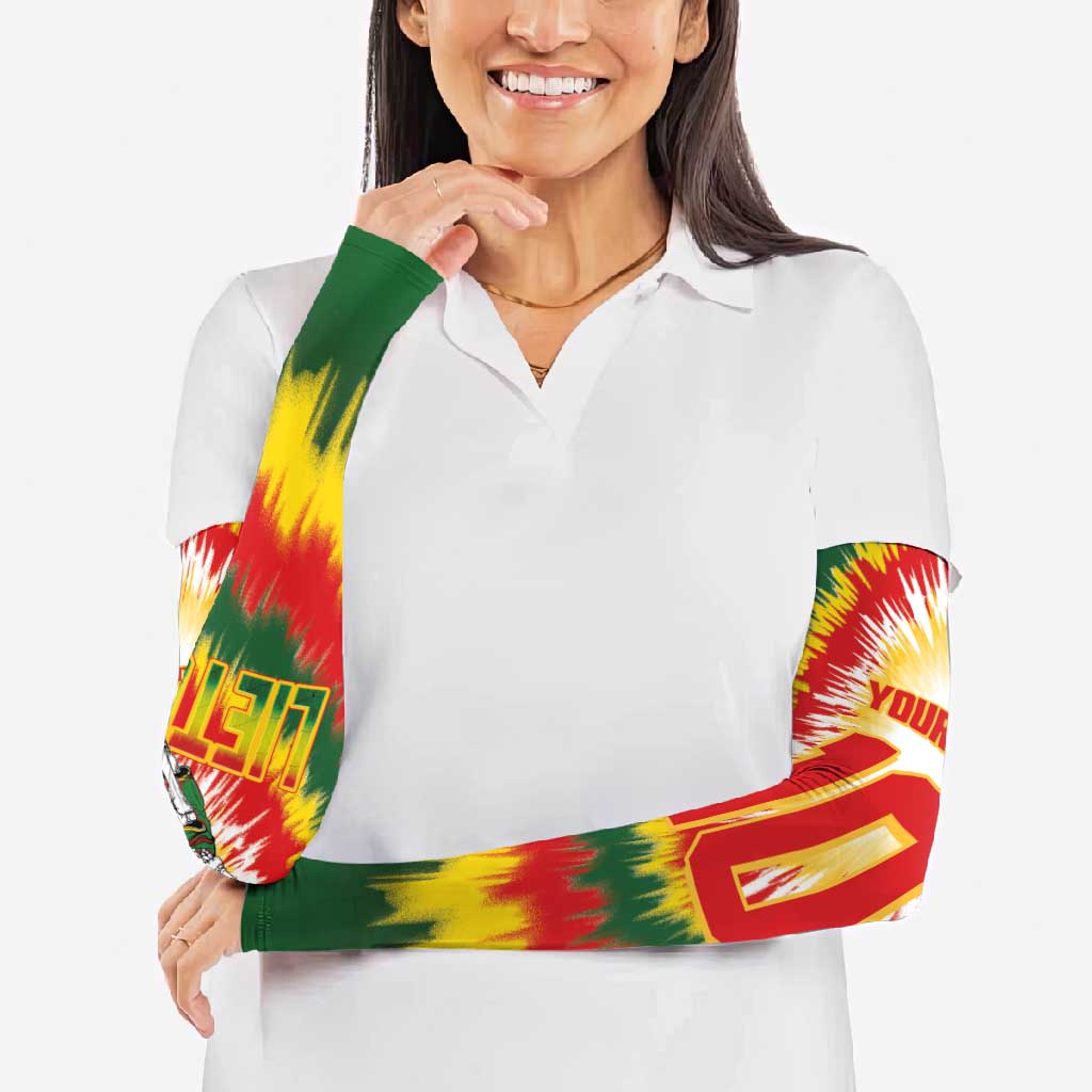 Lithuania Basketball Arm Sleeves Champions Skeleton of The Baltic Tie Dye Style - Wonder Print Shop