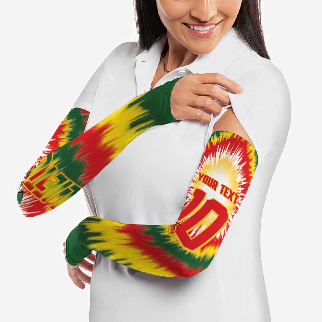 Lithuania Basketball Arm Sleeves Champions Skeleton of The Baltic Tie Dye Style - Wonder Print Shop