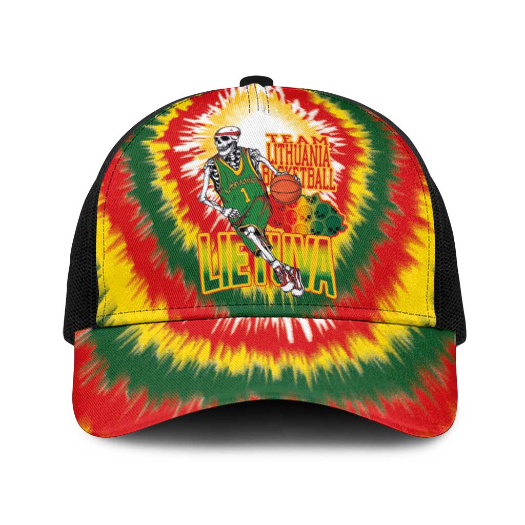 Lithuania Basketball Baseball Net Cap Champions Skeleton of The Baltic Tie Dye Style - Wonder Print Shop