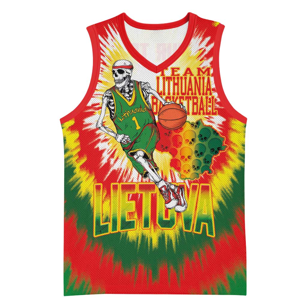 Custom Lithuania Basketball Basketball Jersey Champions Skeleton of The Baltic Tie Dye Style - Wonder Print Shop