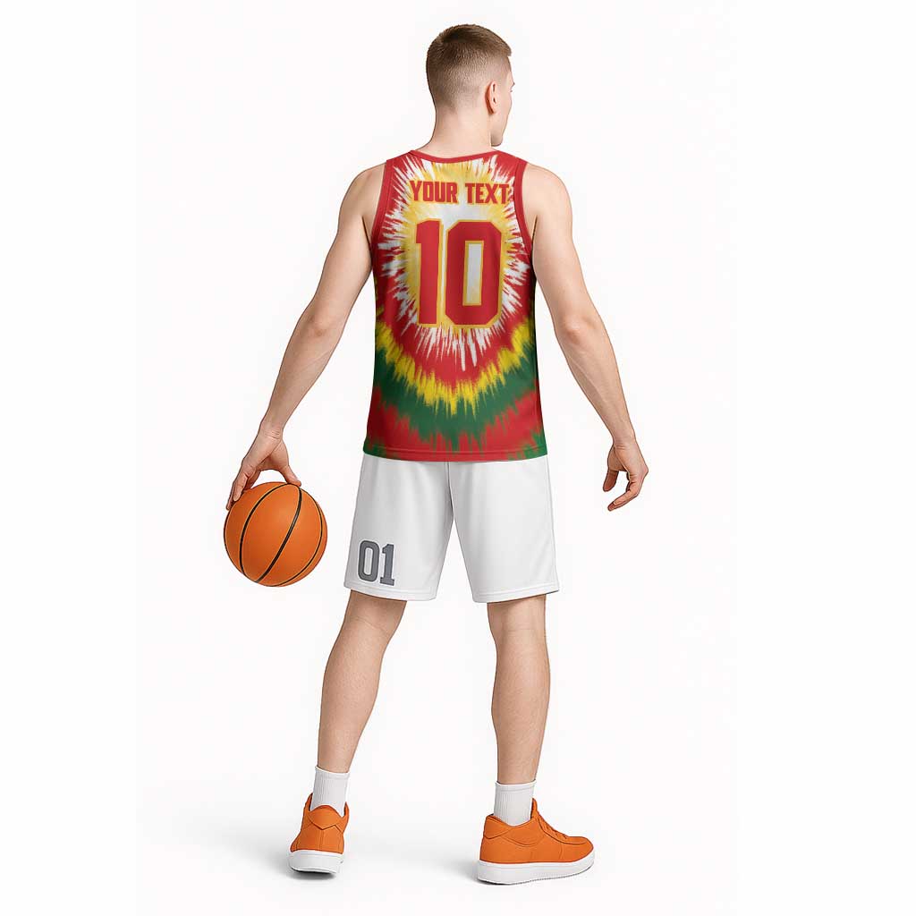 Custom Lithuania Basketball Basketball Jersey Champions Skeleton of The Baltic Tie Dye Style - Wonder Print Shop