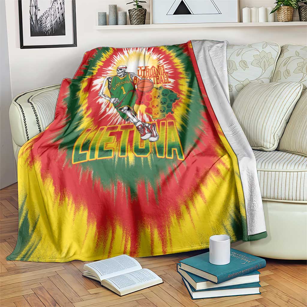 Lithuania Basketball Blanket Champions Skeleton of The Baltic Tie Dye Style - Wonder Print Shop