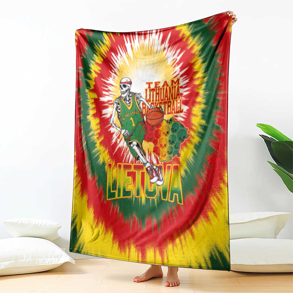 Lithuania Basketball Blanket Champions Skeleton of The Baltic Tie Dye Style - Wonder Print Shop