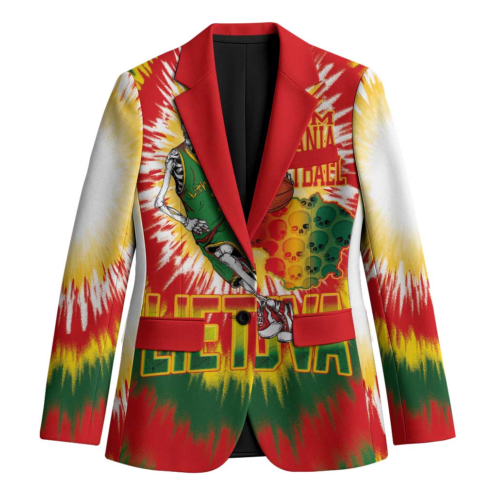 Custom Lithuania Basketball Blazer Champions Skeleton of The Baltic Tie Dye Style - Wonder Print Shop