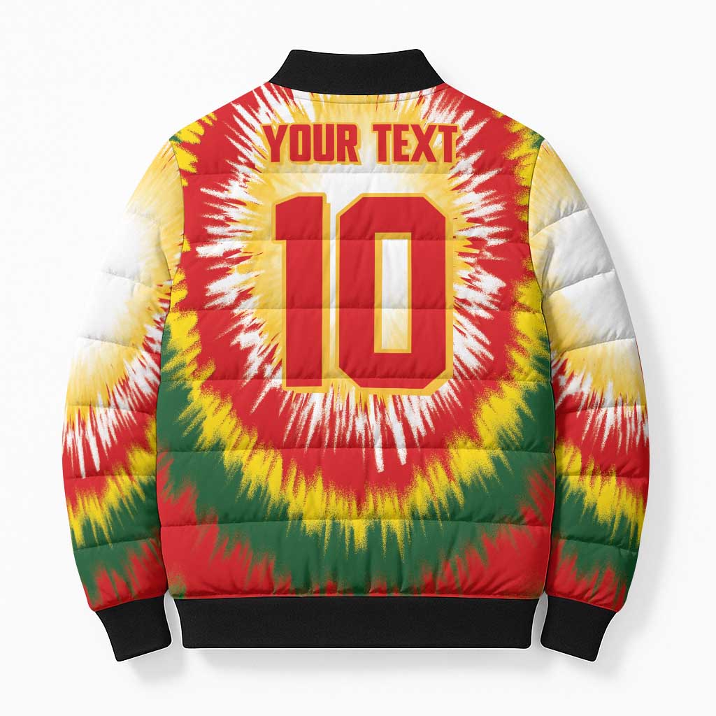 Custom Lithuania Basketball Bomber Puffer Jacket Champions Skeleton of The Baltic Tie Dye Style - Wonder Print Shop