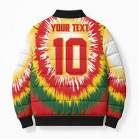 Custom Lithuania Basketball Bomber Puffer Jacket Champions Skeleton of The Baltic Tie Dye Style - Wonder Print Shop