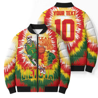 Custom Lithuania Basketball Bomber Puffer Jacket Champions Skeleton of The Baltic Tie Dye Style - Wonder Print Shop