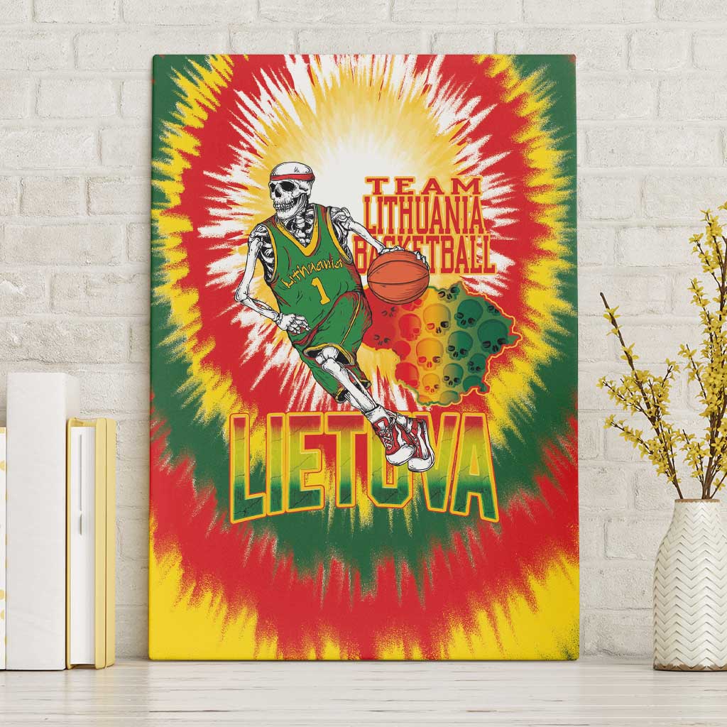 Lithuania Basketball Canvas Wall Art Champions Skeleton of The Baltic Tie Dye Style - Wonder Print Shop
