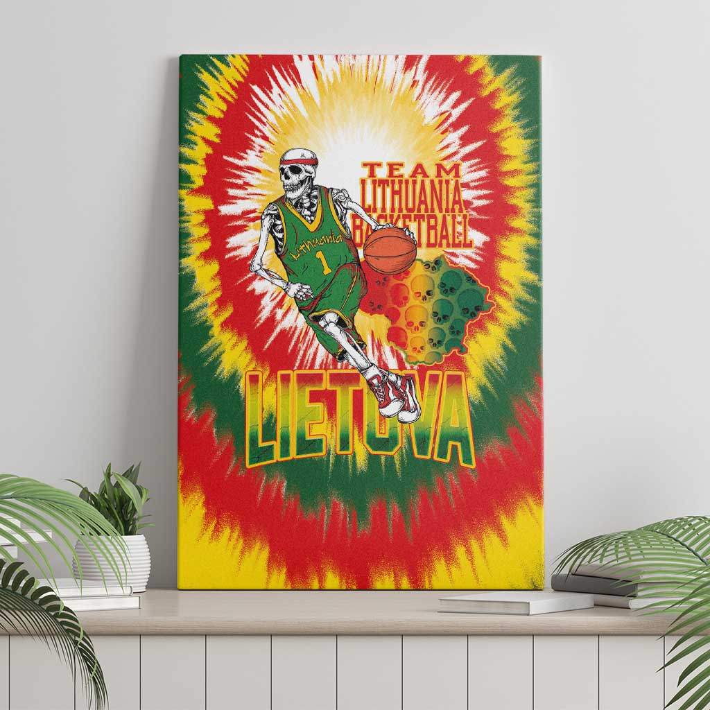 Lithuania Basketball Canvas Wall Art Champions Skeleton of The Baltic Tie Dye Style - Wonder Print Shop
