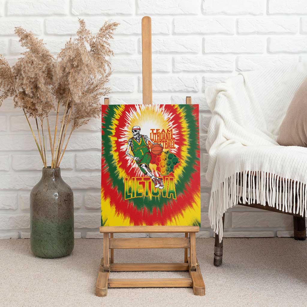 Lithuania Basketball Canvas Wall Art Champions Skeleton of The Baltic Tie Dye Style - Wonder Print Shop
