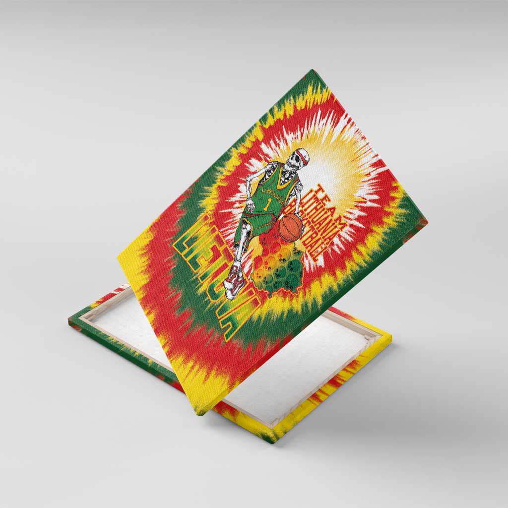 Lithuania Basketball Canvas Wall Art Champions Skeleton of The Baltic Tie Dye Style - Wonder Print Shop