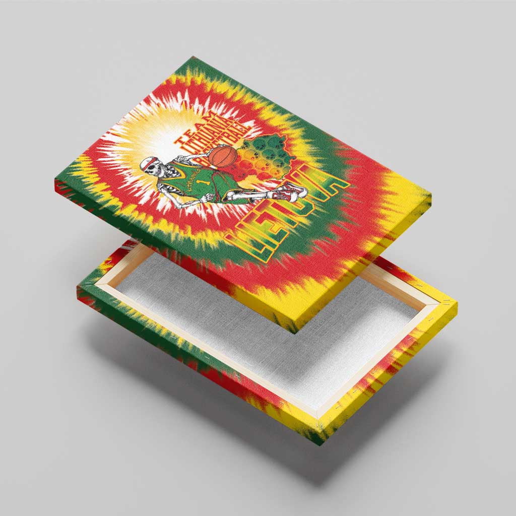 Lithuania Basketball Canvas Wall Art Champions Skeleton of The Baltic Tie Dye Style - Wonder Print Shop