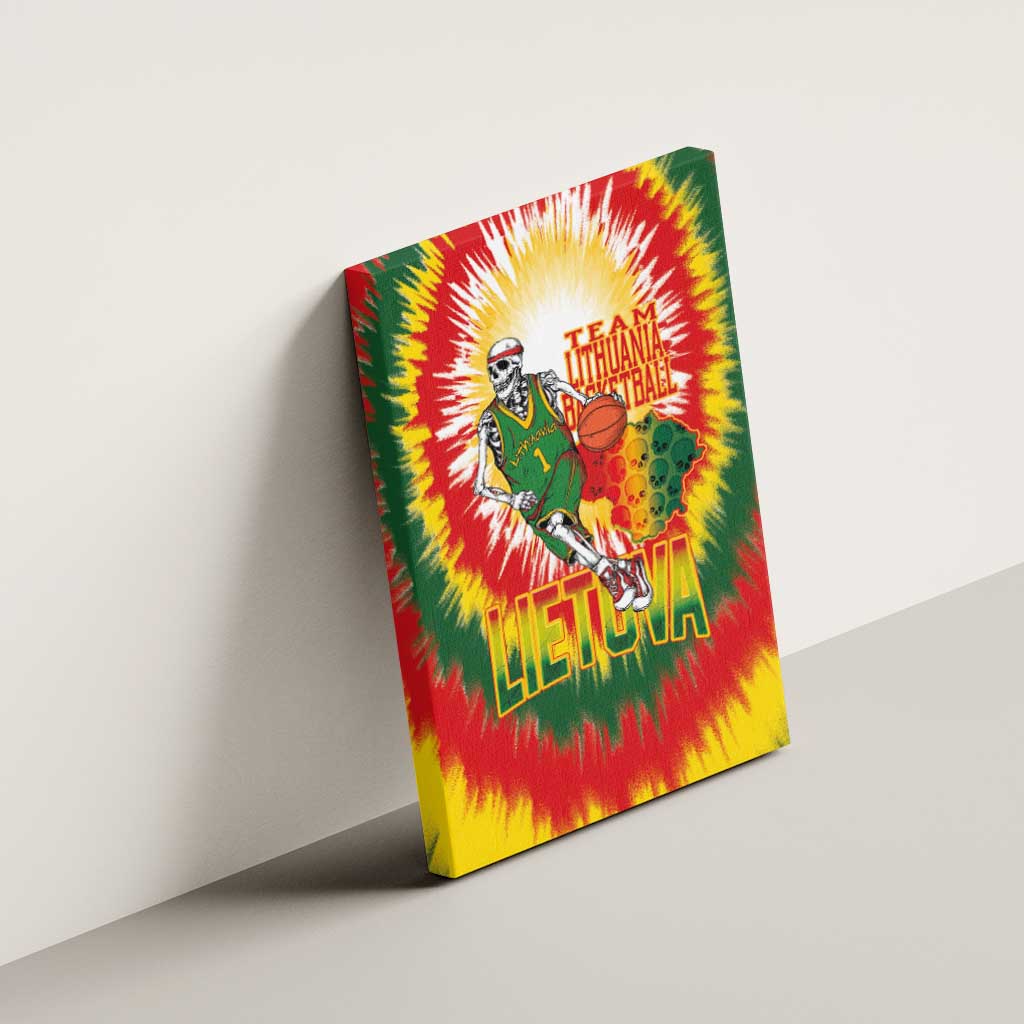 Lithuania Basketball Canvas Wall Art Champions Skeleton of The Baltic Tie Dye Style - Wonder Print Shop