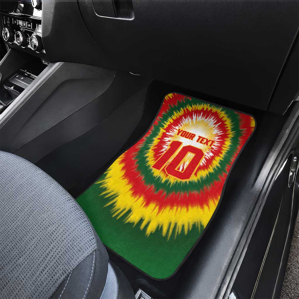 Lithuania Basketball Car Mats Champions Skeleton of The Baltic Tie Dye Style - Wonder Print Shop