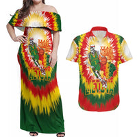 Custom Lithuania Basketball Couples Matching Off Shoulder Maxi Dress and Hawaiian Shirt Champions Skeleton of The Baltic Tie Dye Style - Wonder Print Shop