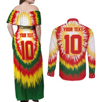 Custom Lithuania Basketball Couples Matching Off Shoulder Maxi Dress and Long Sleeve Button Shirt Champions Skeleton of The Baltic Tie Dye Style - Wonder Print Shop