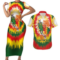 Custom Lithuania Basketball Couples Matching Short Sleeve Bodycon Dress and Hawaiian Shirt Champions Skeleton of The Baltic Tie Dye Style - Wonder Print Shop