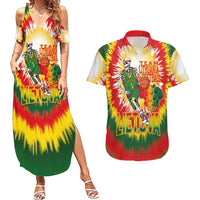 Custom Lithuania Basketball Couples Matching Summer Maxi Dress and Hawaiian Shirt Champions Skeleton of The Baltic Tie Dye Style - Wonder Print Shop